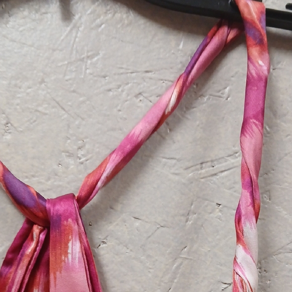 $129 Banana Republic Twist Strap Multi Color Silk Dress With Pockets Sz 6 - Picture 4 of 8